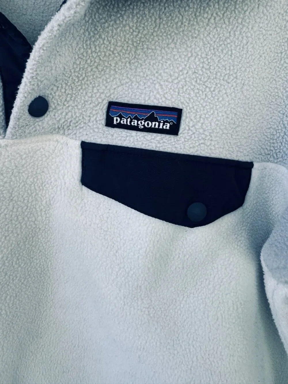 Patagonia Synchilla Snap-T Fleece Pullover Women Small White Black Jacket